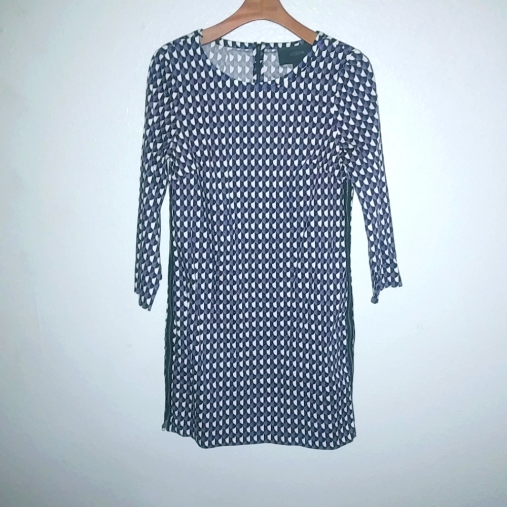 J. Crew 4 Long Sleeved Career Workwear Shift Side Zippers Dress in Purple Black